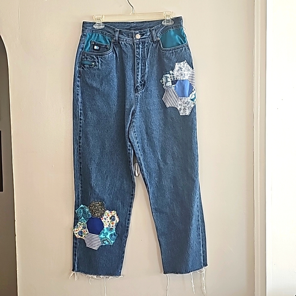 Vintage restyled quilt square jeans